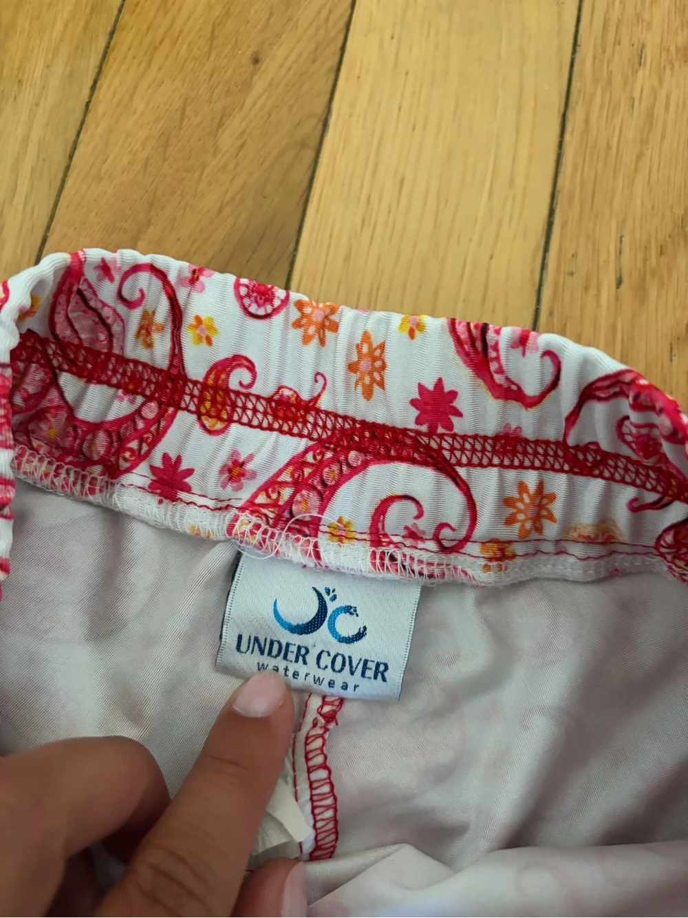 Undercover White swim Skirt with Pink Paisley Print for teen girl